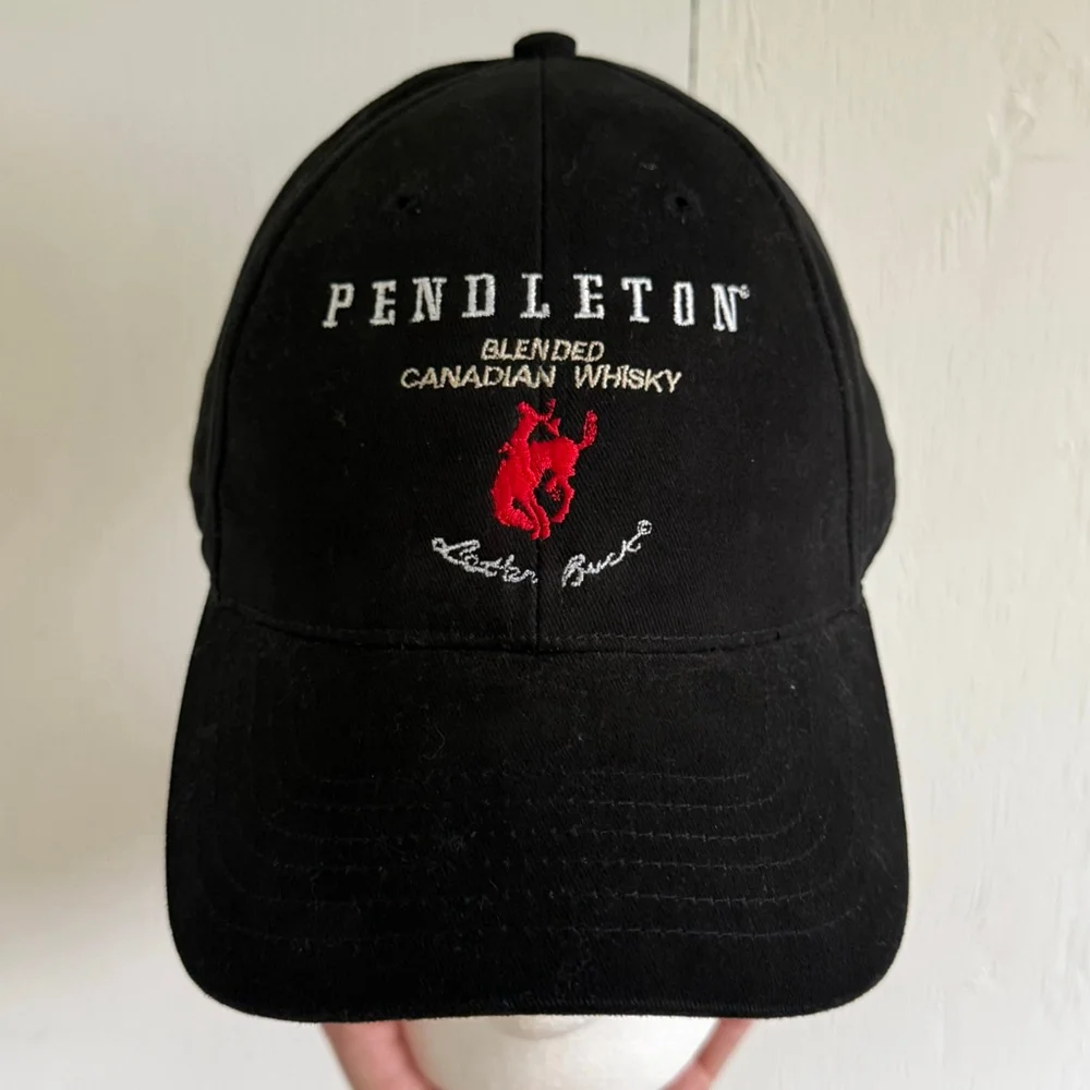 Pendleton Whisky Leather Buck Embroidered Hat | Adjustable Black Cap
